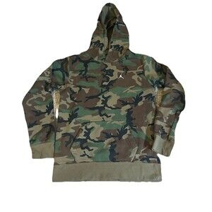 Air Jordan Medium Young Green Camo Hoodie Camouflage Forest Tree Print Army